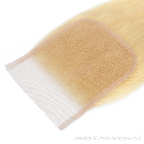 Yeswigs 613 Blonde Lace Frontal Closure Straight Wave Brazilian Human Hair Virgin Cuticle Aligned 4X4 5x5 360 Lace 613 Closure